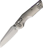 Microtech Standard Issue MSI Mini Marfione Ram-Lok Stonewash Titanium Folding M390MK Serrated Knife 210M12MS4