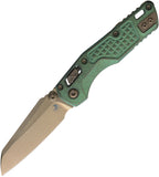 Microtech Standard Issue MSI Mini Marfione Ram-Lok Antique Green Frag Titanium Folding Bronze M390MK Knife 210M13FRMS2