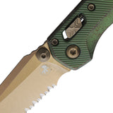 Microtech Standard Issue MSI Mini Marfione Ram-Lok Antique Green Fluted Titanium Folding Bronze M390MK Serrated Knife 210M14FLMS2