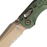 Microtech Standard Issue MSI Mini Marfione Ram-Lok Antique Green Frag Titanium Folding Bronze M390MK Serrated Knife 210M14FRMS2