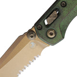 Microtech Standard Issue MSI Mini Marfione Ram-Lok Antique Green Titanium Folding Bronze M390MK Serrated Knife 210M14MS2