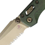 Microtech Standard Issue MSI Mini Marfione Ram-Lok Antique Green Titanium Folding Bronze M390MK Serrated Knife 210M15MS2