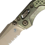 Microtech Standard Issue MSI Mini Marfione Ram-Lok Antique Gold Frag Titanium Folding Bronze M390MK Serrated Knife 210M15MS4