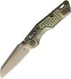 Microtech Standard Issue MSI Mini Marfione Ram-Lok Antique Gold Frag Titanium Folding Bronze M390MK Serrated Knife 210M15MS4