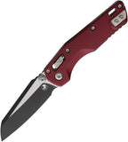 Microtech Standard Issue MSI Mini Ram-Lok Merlot Red Fluted Aluminum Folding Two-Tone M390MK Knife 210M1FLMR