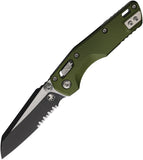 Microtech Standard Issue MSI Mini Ram-Lok OD Green Fluted Aluminum Folding M390MK Serrated Knife 210M2FLOD