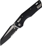 Microtech Standard Issue MSI Mini Ram-Lok Black Fluted Aluminum Folding Two-Tone M390MK Serrated Knife 210M2FL