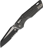 Microtech Standard Issue MSI Mini Ram-Lok Natural Clear Gray Frag Aluminum Folding M390MK Serrated Knife 210M2FRNC