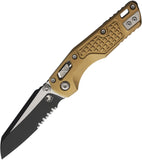 Microtech Standard Issue MSI Mini Ram-Lok Tan Frag Aluminum Folding M390MK Serrated Knife 210M2FRTA
