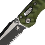 Microtech Standard Issue MSI Mini Ram-Lok OD Green Fluted Aluminum Folding M390MK Serrated Knife 210M3FLOD