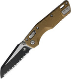 Microtech Standard Issue MSI Mini Ram-Lok Tan Fluted Aluminum Folding M390MK Serrated Knife 210M3FLTA
