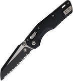 Microtech Standard Issue MSI Mini Ram-Lok Black Fluted Aluminum Folding Two-Tone M390MK Serrated Knife 210M3FL