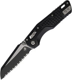 Microtech Standard Issue MSI Mini Ram-Lok Black Frag Aluminum Folding Two-Tone M390MK Serrated Knife 210M3FR
