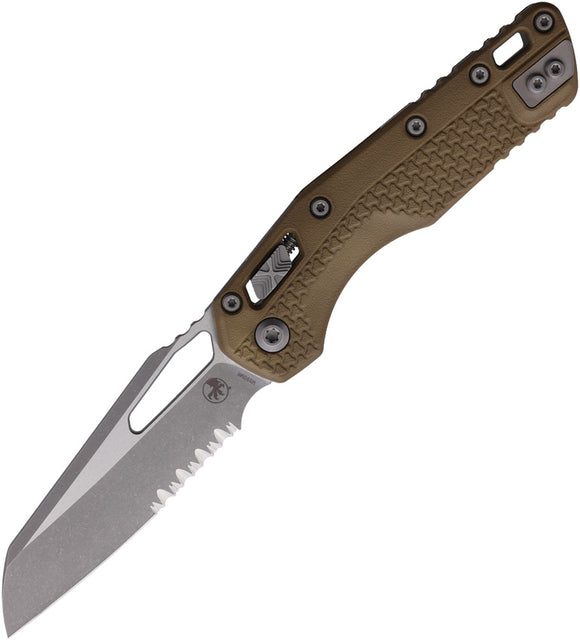 Microtech Standard Issue MSI Ram-Lok Tri-Grip Dark Earth Polymer Folding Serrated M390MK Knife 210T11APPMDE