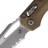 Microtech Standard Issue MSI Ram-Lok Tri-Grip Dark Earth Polymer Folding Serrated M390MK Knife 210T11APPMDE