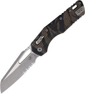 Microtech Standard Issue MSI Ram-Lok Tri-Grip Tiger Stripe Polymer Folding Serrated M390MK Knife 210T11APPMTR