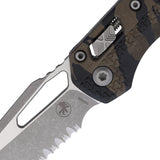 Microtech Standard Issue MSI Ram-Lok Tri-Grip Tiger Stripe Polymer Folding Serrated M390MK Knife 210T11APPMTR