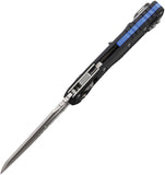 Microtech Standard Issue MSI Ram-Lok Blue Line Black Polymer Folding M390MK Serrated Knife 210T11PMBKA1
