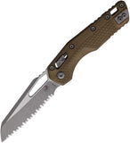 Microtech Standard Issue MSI Ram-Lok Tri-Grip Dark Earth Polymer Folding Serrated M390MK Knife 210T12APPMDE