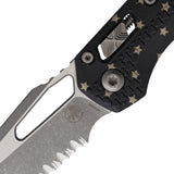 Microtech Standard Issue MSI Ram-Lok Tri-Grip Flag Polymer Folding Apocalyptic M390MK Serrated Knife 210T12APPMFL