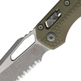 Microtech Standard Issue MSI Ram-Lok Tri-Grip OD Green Polymer Folding Apocalyptic M390MK Serrated Knife 210T12APPMOD