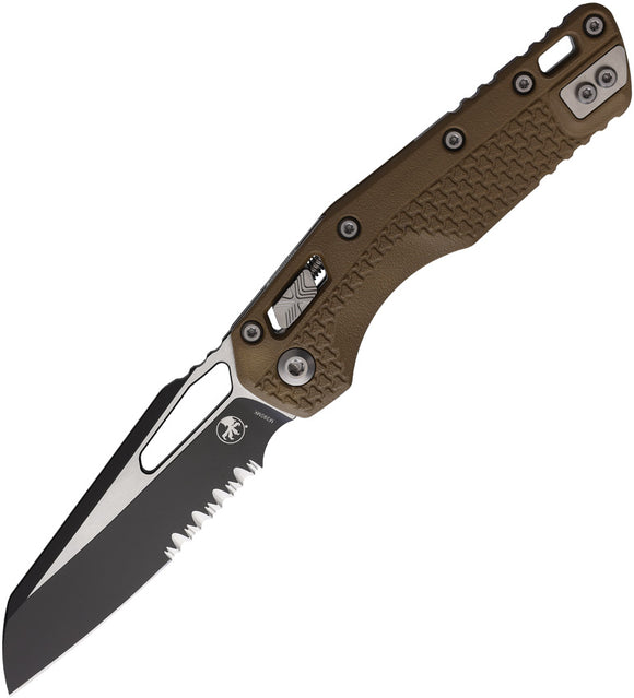 Microtech Standard Issue MSI Ram-Lok Tri-Grip Dark Earth Polymer Folding Part Serrated M390MK Knife 210T2PMDE
