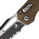 Microtech Standard Issue MSI Ram-Lok Tri-Grip Dark Earth Polymer Folding Part Serrated M390MK Knife 210T2PMDE
