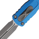 Microtech Automatic Dirac Knife OTF Blue Aluminum Apocalyptic Double Edge Dagger Blade 22510APBL