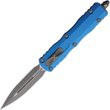 Microtech Automatic Dirac Knife OTF Blue Aluminum Apocalyptic Double Edge Dagger Blade 22510APBL