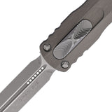 Microtech Automatic Dirac Knife OTF Natural Clear Gray Aluminum Apocalyptic Double Edge Dagger Blade 22510APNC