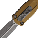 Microtech Automatic Dirac Knife OTF Tan Aluminum Apocalyptic Double Edge Blade 22510APTA