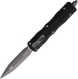 Microtech Automatic Dirac Knife OTF Black Aluminum Apocalyptic Double Edge Dagger Blade 22510AP