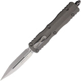 Microtech Automatic Dirac Knife OTF Natural Clear Gray Aluminum Double Edge Dagger Blade 22510NC