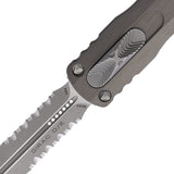 Microtech Automatic Dirac Knife OTF Natural Clear Gray Aluminum Apocalyptic Serrated Dagger Blade 22511APNC
