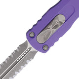 Microtech Automatic Dirac Knife OTF Purple Aluminum Apocalyptic Serrated Dagger Blade 22511APPU
