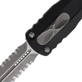 Microtech Automatic Dirac Knife OTF Black Aluminum Apocalyptic Serrated Dagger Blade 22511AP