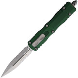 Microtech Automatic Dirac Knife OTF Emerald Green Aluminum Serrated Double Edge Dagger Blade 22511EG