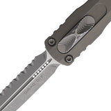 Microtech Automatic Dirac Knife OTF Natural Clear Gray Aluminum Apocalyptic Serrated Dagger Blade 22512APNC