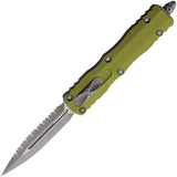 Microtech Automatic Dirac OTF Knife OD Green Aluminum Apocalyptic Top Serrated Blade 22512APOD