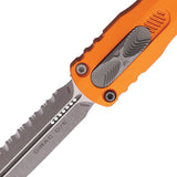 Microtech Automatic Dirac Knife OTF Orange Aluminum Apocalyptic Serrated Dagger Blade 22512APOR