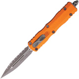 Microtech Automatic Dirac Knife OTF Orange Aluminum Apocalyptic Serrated Dagger Blade 22512APOR