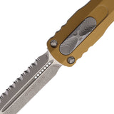 Microtech Automatic Dirac Knife OTF Tan Aluminum Apocalyptic Serrated Dagger Blade 22512APTA
