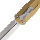 Microtech Automatic Dirac Knife OTF Tan Aluminum Serrated Double Edge Dagger Blade 22512TA