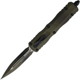 Microtech Automatic Dirac Knife OTF Weathered Grenade Green Aluminum Double Edge Dagger Blade 2251WGG