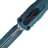 Microtech Automatic Dirac Knife OTF Weathered Blue Aluminum Double Edge Dagger Blade 2251WTQ