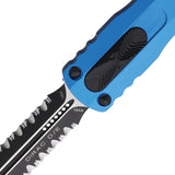 Microtech Automatic Dirac Knife OTF Blue Aluminum Serrated Double Edge Dagger Blade 2252BL