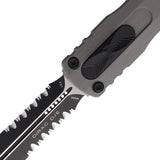 Microtech Automatic Dirac Knife OTF Natural Clear Gray Aluminum Serrated Double Edge Dagger Blade 2252NC