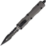 Microtech Automatic Dirac Knife OTF Natural Clear Gray Aluminum Serrated Double Edge Dagger Blade 2252NC