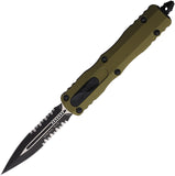 Microtech Automatic Dirac Knife OTF OD Green Aluminum Serrated Double Edge Dagger Blade 2252OD