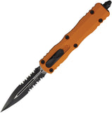 Microtech Automatic Dirac Knife OTF Tangerine Orange Aluminum Serrated Double Edge Dagger Blade 2252OT